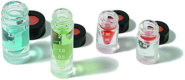 微型反应容器，3mL，黑色酚醛孔盖，12件装 volume 10&#160;mL, clear glass vial, O.D. × H 26&#160;mm × 72&#160;mm, PTFE/silicone septum, graduations: no