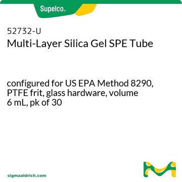 Multi-Layer Silica Gel SPE Tube configured for US EPA Method 8290, PTFE frit, glass hardware, volume 6&#160;mL, pk of 30