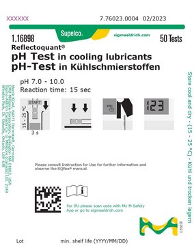 pH Test in cooling lubricants reflectometric, pH range 7.0-10.0