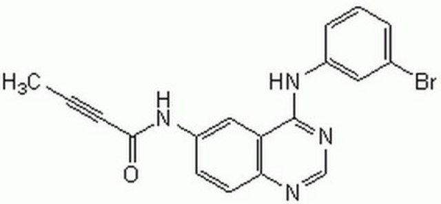 CL-387,785 A cell-permeable and irreversible inhibitor of EGF-receptor (EGFR) kinase activity in vivo (IC&#8325;&#8320; = 250-490 pM) as well as EGF-stimulated autophosphorylation of tyrosine residues in the EGFR in vivo (IC&#8325;&#8320; = 5 nM).