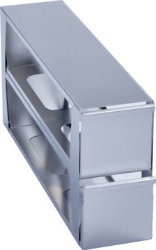 Eppendorf&#174; Drawer style stainless steel rack for CryoCube&#174; F740 upright freezers closed configuration for storage of 8 boxes up to 136 x 136 x 133 mm (5 inch boxes), 5-Compartment, external W × D × H (140&#160;mm) (563&#160;mm) (276&#160;mm)