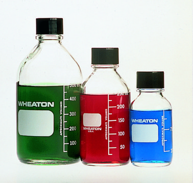 Wheaton media bottles, glass capacity 500&#160;mL, Rubber lined phenolic cap