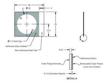 Grace Bio-Labs HybriWell™ sealing system, SecureSeal™ adhesive chamber chamber volume 30 μL, diam. × thickness 20 mm × 0.15 mm, port diam. 1.5 mm