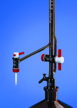 BRAND&#174; SILBERBRAND automatic burette, Pellet pattern volume 50&#160;mL, amber PTFE stopcock (Schellbach lateral)