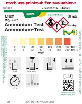 铵测试 colorimetric, 10-400&#160;mg/L (NH4+), for use with MQuant&#174; StripScan App, MQuant&#174;