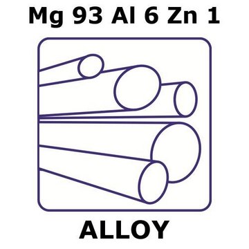 Magnesium alloy az61 rod, Mg93%/Al 6%/Zn 1%, 22&#160;mm diameter, length 85 mm