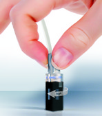 Hellma® all-quartz cuvettes, Flow-through cells High Performance Quartz Glass, spectral range 200-2500 nm, pathlength 1.5x3 mm, chamber volume 50 μL, 3 in 1: transmission, fluorescence, 2 optical path lengths