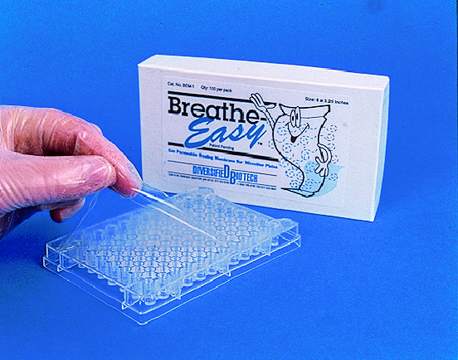 Breathe-Easy&#174; sealing membrane polyurethane membrane with acrylic adhesive pre-cut to fit standard multiwell plates.