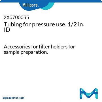 Tubing for pressure use, 1/2 in. ID Accessories for filter holders for sample preparation.