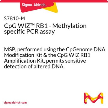 CpG WIZ&#8482; RB1 - Methylation specific PCR assay MSP, performed using the CpGenome DNA Modification Kit &amp; the CpG WIZ RB1 Amplification Kit, permits sensitive detection of altered DNA.