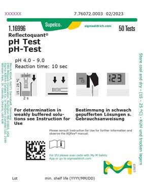 pH Test reflectometric, pH range 4.0-9.0