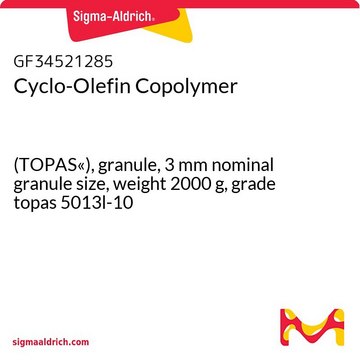 Cyclo-Olefin Copolymer (TOPAS«), granule, 3&#160;mm nominal granule size, weight 2000&#160;g, grade topas 5013l-10