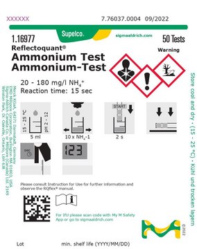 Ammonium Test reflectometric, 20-180&#160;mg/L (NH4+), for use with REFLECTOQUANT&#174;