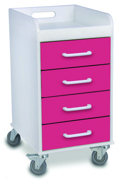 Compact 4 Drawer Locking Cart pink (drawers)