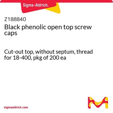 Black phenolic open top screw caps Cut-out top, without septum, thread for 18-400, pkg of 200&#160;ea