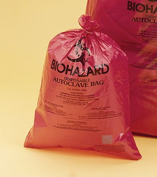 Super strength biohazard disposal bags width × H × thickness 14&#160;in. (360&#160;mm) × 19&#160;in. (480&#160;mm) × 0.05&#160;mm (2&#160;mil), pack of 200&#160;ea, red