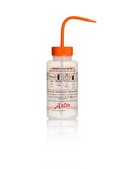 Azlon&nbsp;Multi-Lingual Safety Wash Bottles With Driplok Vapor Venting label, Ethanol (in English, French, Spanish), capacity 500 mL
