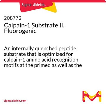 Calpain-1 Substrate II, Fluorogenic An internally quenched peptide substrate that is optimized for calpain-1 amino acid recognition motifs at the primed as well as the non-primed sides.