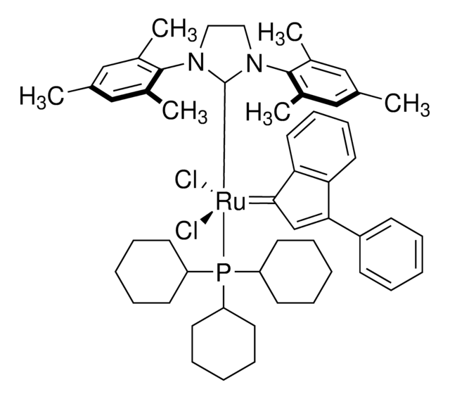 Tricyclohexylphosphine[3-phenyl-1H-inden-1-ylidene][1,3-bis(2 ,4,6-trimethylphenyl)-4,5-dihydroimidazol-2-ylidene]ruthenium(II) dichloride AldrichCPR