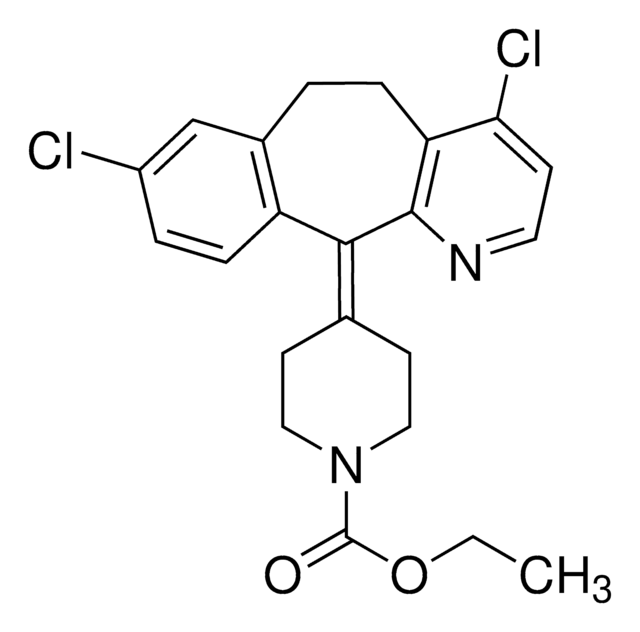 Ethyl 4-(4,8-dichloro-5,6-dihydro-11H-benzo[5,6]cyclohepta[1,2-b]pyridin-11-ylidene)-1-piperidinecarboxylate certified reference material, TraceCERT&#174;, Manufactured by: Sigma-Aldrich Production GmbH, Switzerland