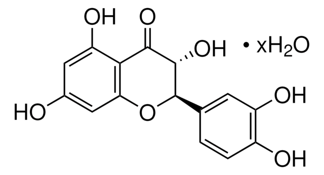 (±)-紫杉叶素 水合物 An antioxidant flavonoid that scavenges superoxide (1.5 x 10&#8309; M&#8315;&#185; s&#8315;&#185;) and suppresses the cytotoxicity of superoxide and hydrogen peroxide in Chinese hamster V79 cells.