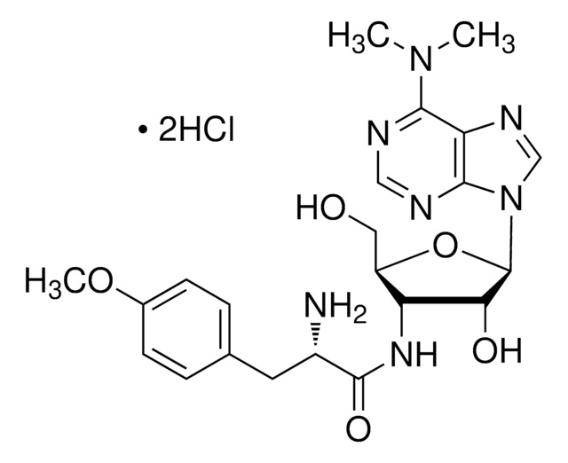 Puromycin, Dihydrochloride, Cell Culture-Tested Puromycin, CAS 58-58-2, is a protein synthesis inhibitor that causes premature release of nascent polypeptide chains.