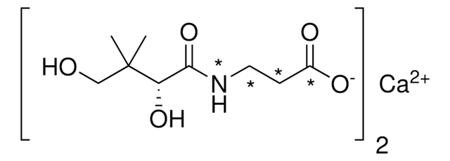 泛酸-13C3,15N半钙盐标准液 半钙盐 溶液 100&#160;&#956;g/mL (90:10 Methanol:Water, (as free acid)), certified reference material, ampule of 1&#160;mL, Cerilliant&#174;