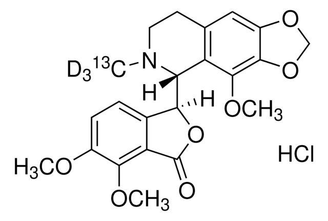 Noscapine-13C,D3 hydrochloride solution 100&#160;&#956;g/mL in methanol ((as free base)), certified reference material, ampule of 1&#160;mL, Cerilliant&#174;