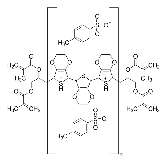 四甲基丙烯酸酯封端的聚乙撑二氧噻吩 溶液 0.5&#160;wt. % (dispersion in propylene carbonate), contains p-toluenesulfonate as dopant