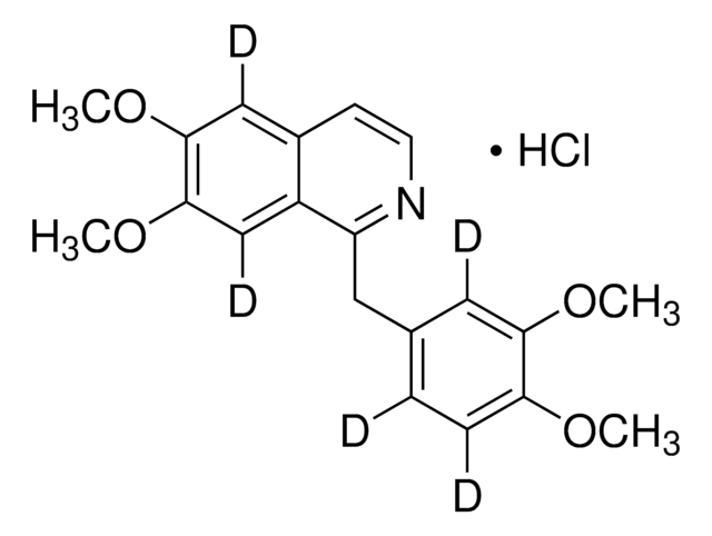 Papaverine-D$5$ HCl hydrochloride solution 100&#160;&#956;g/mL (MeOH:H2O (90:10) (v/v), as free base), certified reference material, ampule of 1&#160;mL, Cerilliant&#174;