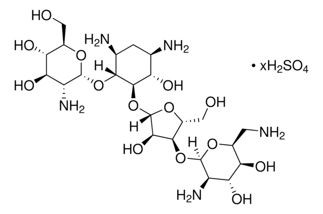 Paromomycin sulfate salt 硫酸盐 powder, BioReagent, suitable for cell culture, potency: &#8805;675&#160;&#956;g per mg