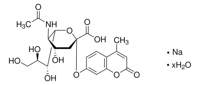 2&#8242;-(4-Methylumbelliferyl)-&#945;-D-N-acetylneuraminic acid sodium salt hydrate suitable for fluorescence, BioReagent, &#8805;96.5% (HPLC)