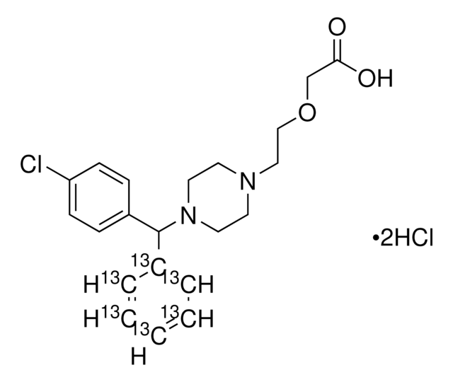 Cetirizine-13C6 dihydrochloride solution 100&#160;&#956;g/mL (Acetonitrile:Water (90:10) (v/v), (as free base)), certified reference material, ampule of 1&#160;mL, Cerilliant&#174;