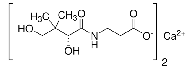 Pantothenic acid hemicalcium salt solution 1.0&#160;mg/mL (90:10 Methanol:Water, (as free acid)), certified reference material, ampule of 1&#160;mL, Cerilliant&#174;