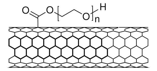 碳纳米管&#65292;单壁&#65292;聚乙二醇官能化 &gt;80% carbon basis, D × L 4-5&#160;nm × 0.5-0.6&#160;&#956;m , bundle dimensions, avg. no. of layers, 1