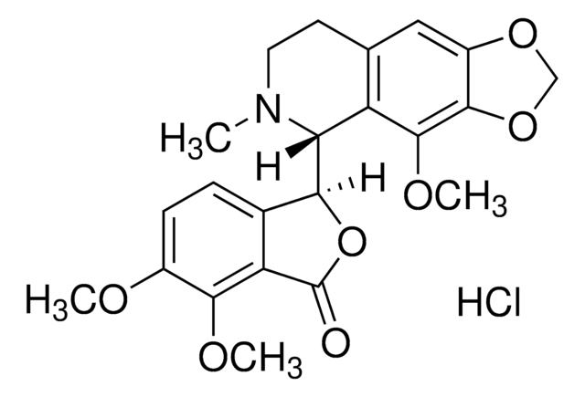 Noscapine hydrochloride solution 1&#160;mg/mL in methanol ((as free base)), certified reference material, ampule of 1&#160;mL, Cerilliant&#174;